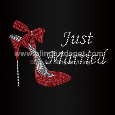 Just Married Rhinestone Iron On Transfer